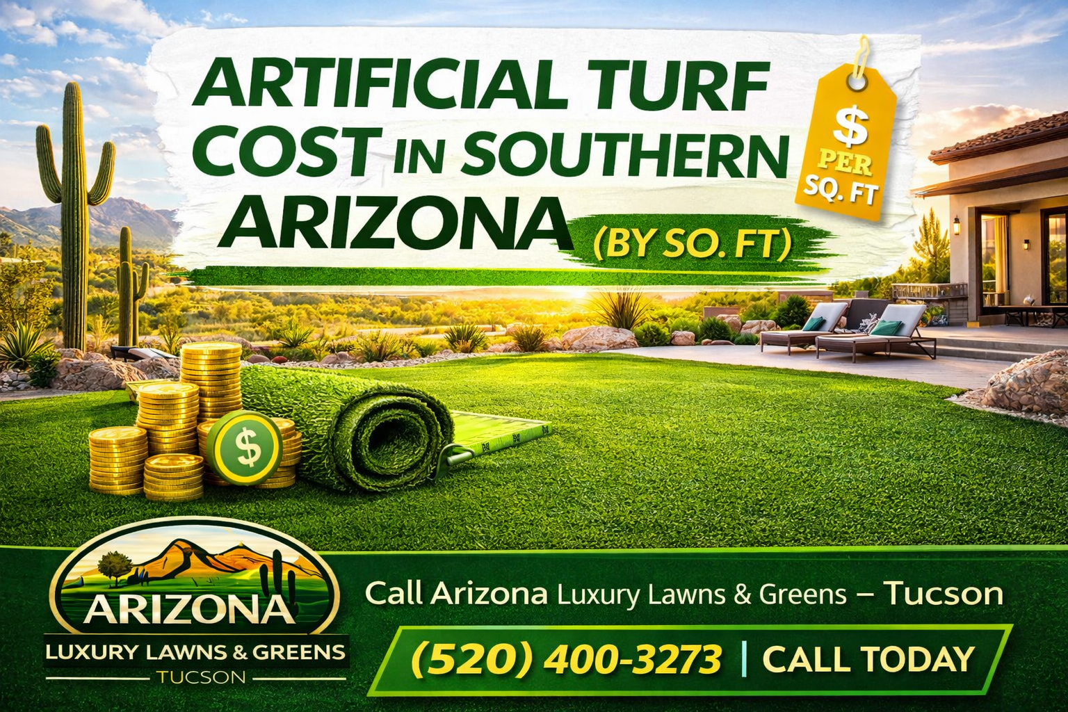 Artificial Turf Cost in Southern Arizona (By Sq Ft)