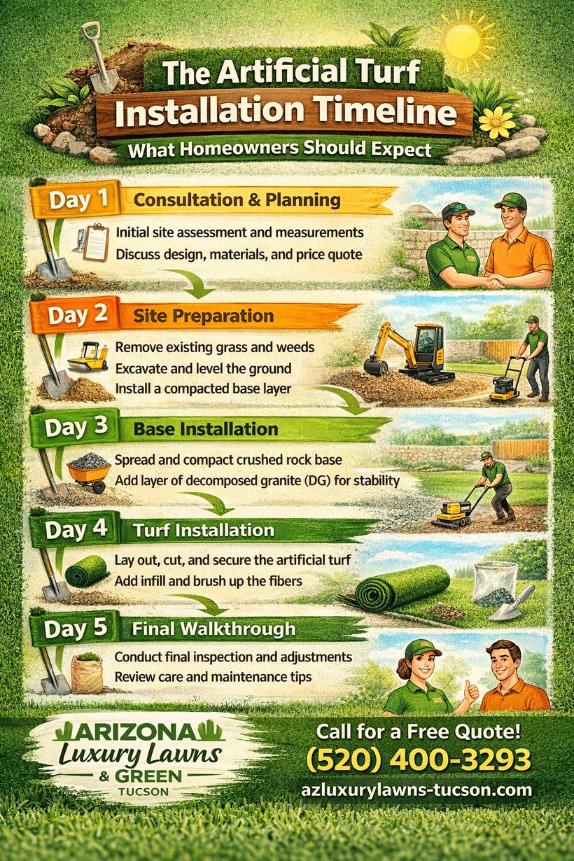 Artificial turf installation timeline in Tucson