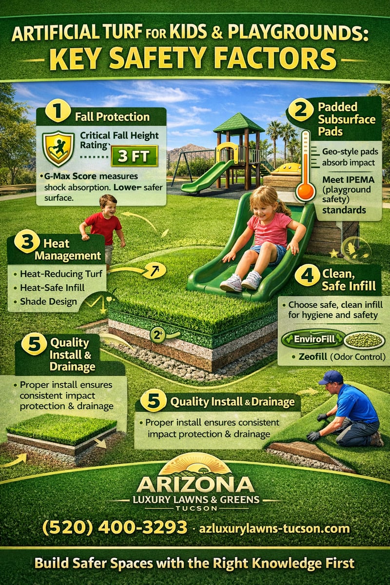 Kids playground safety with artificial turf