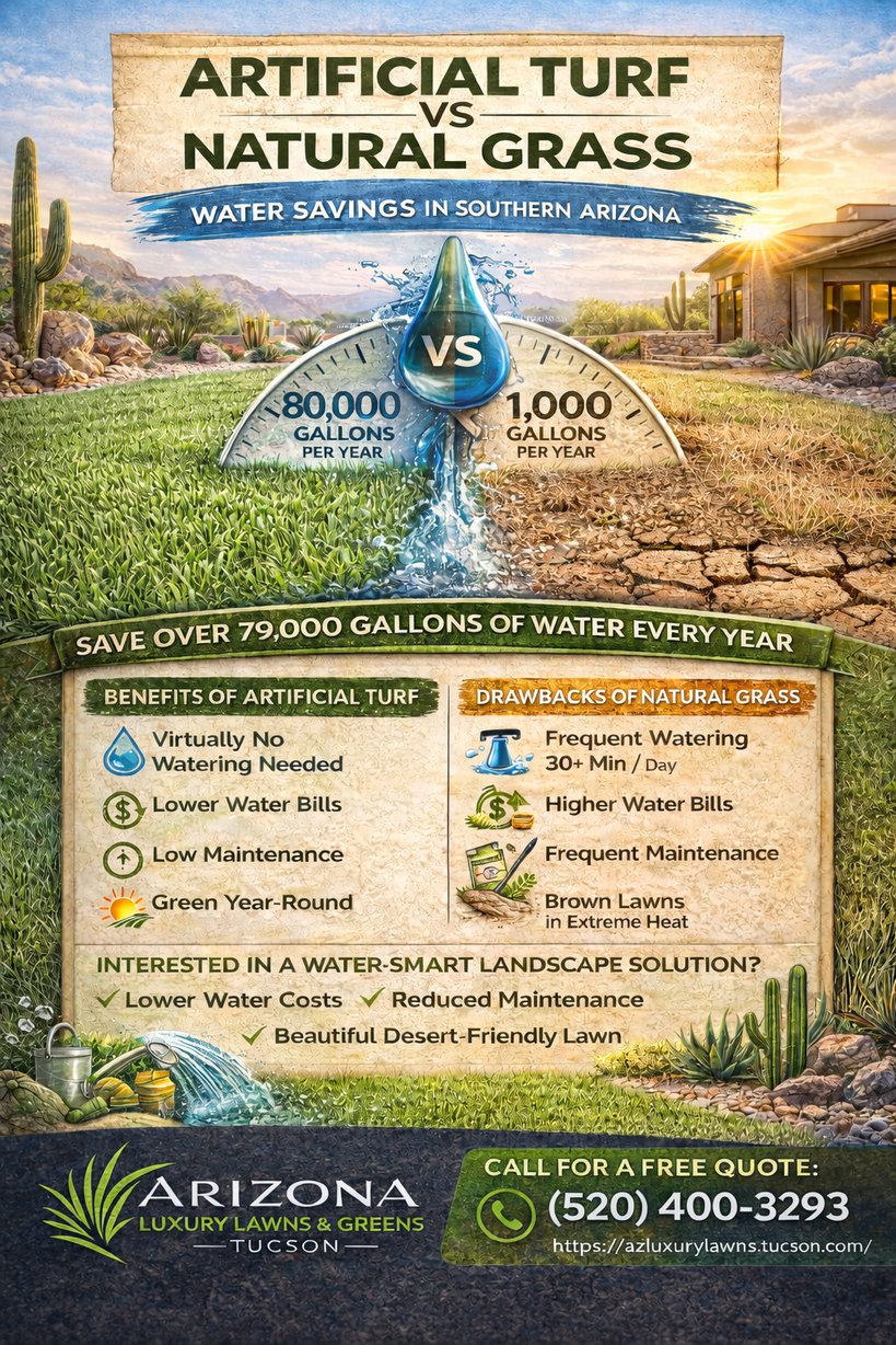 Water savings with turf vs grass