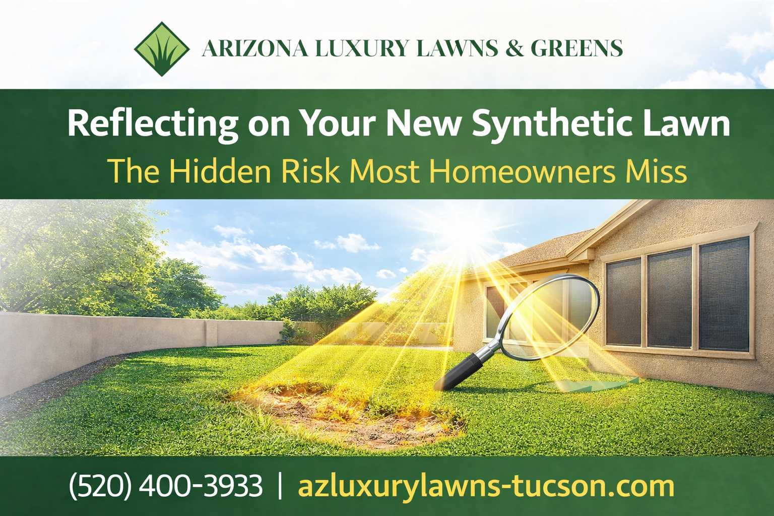 Window reflections damaging synthetic lawns
