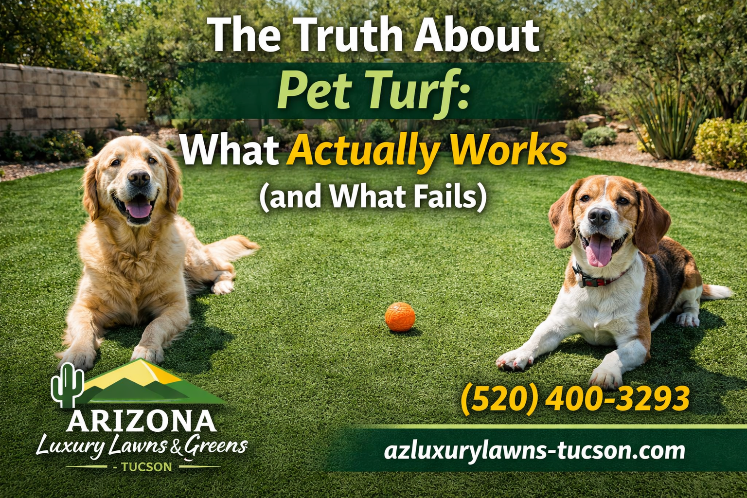 Dogs playing on pet-friendly artificial turf in Southern Arizona installed by Arizona Luxury Lawns & Greens Tucson