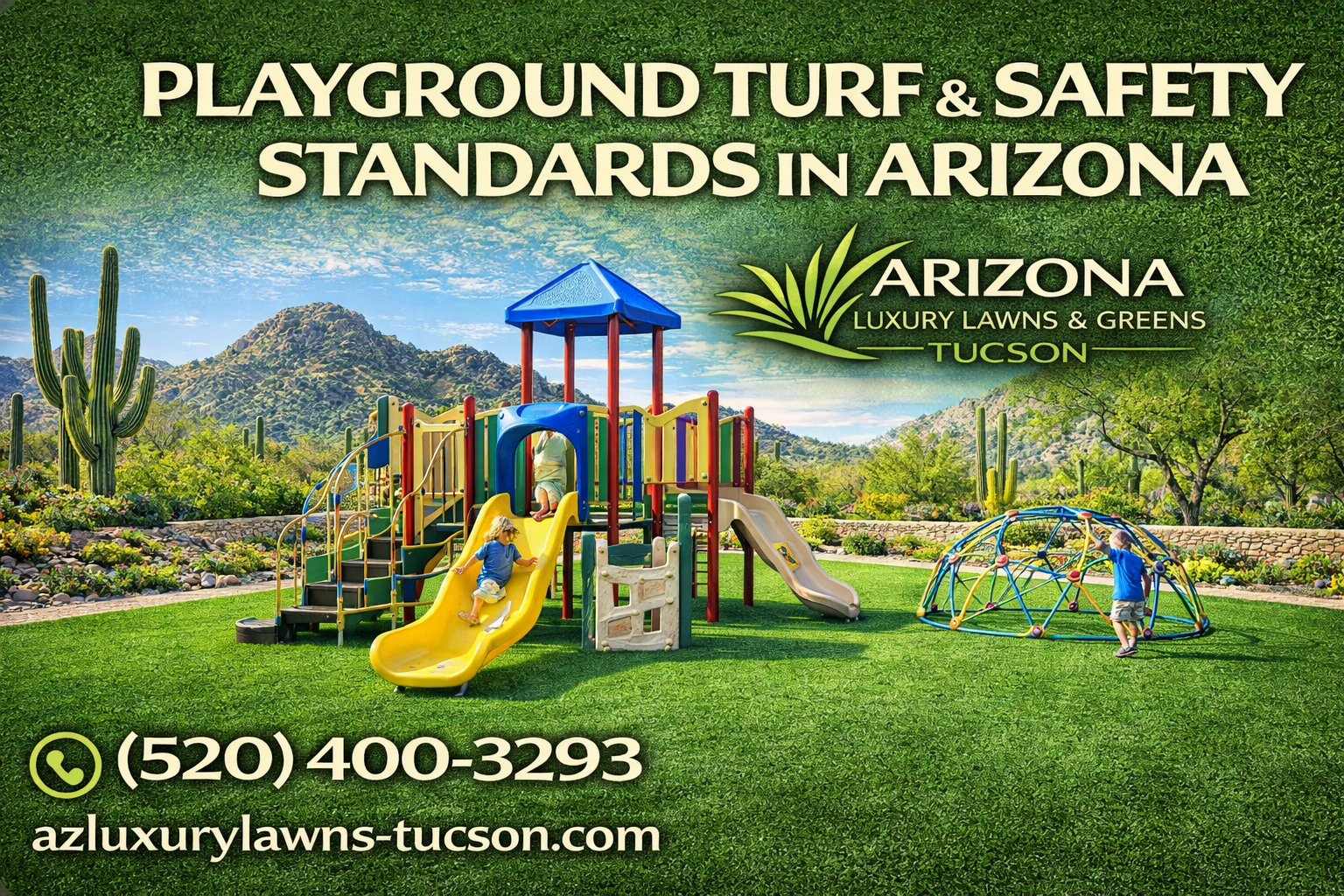 Artificial turf playground with safety surfacing in Southern Arizona by Arizona Luxury Lawns & Greens - Tucson